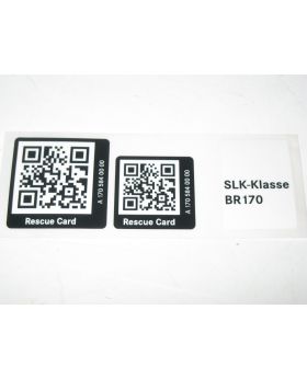 Mercedes R170 Breakdown Rescue QR Barcode Label Sticker A1705840000 New Genuine